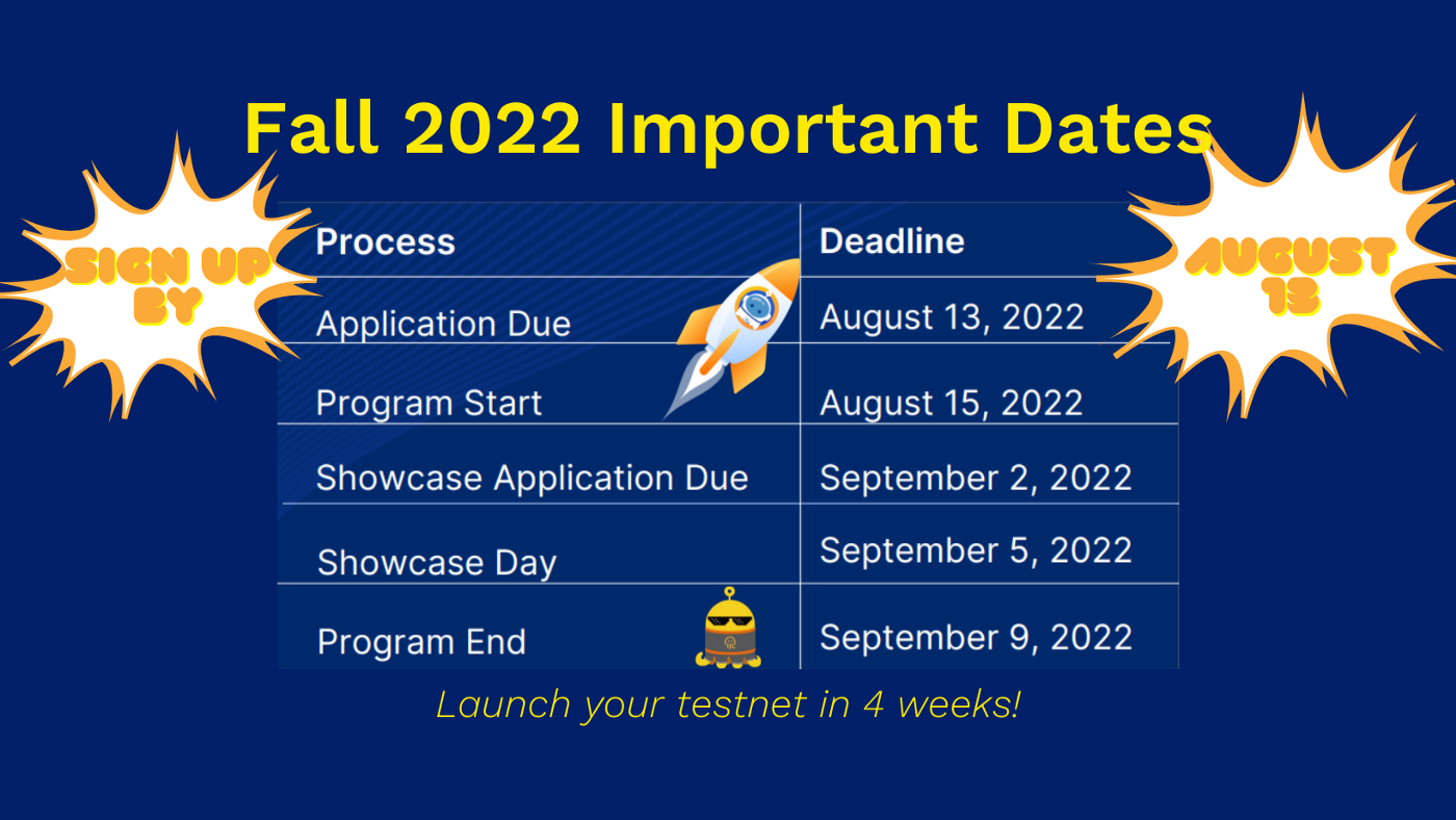 Fall 2022 Octopus Network Accelerator Program Important Dates
